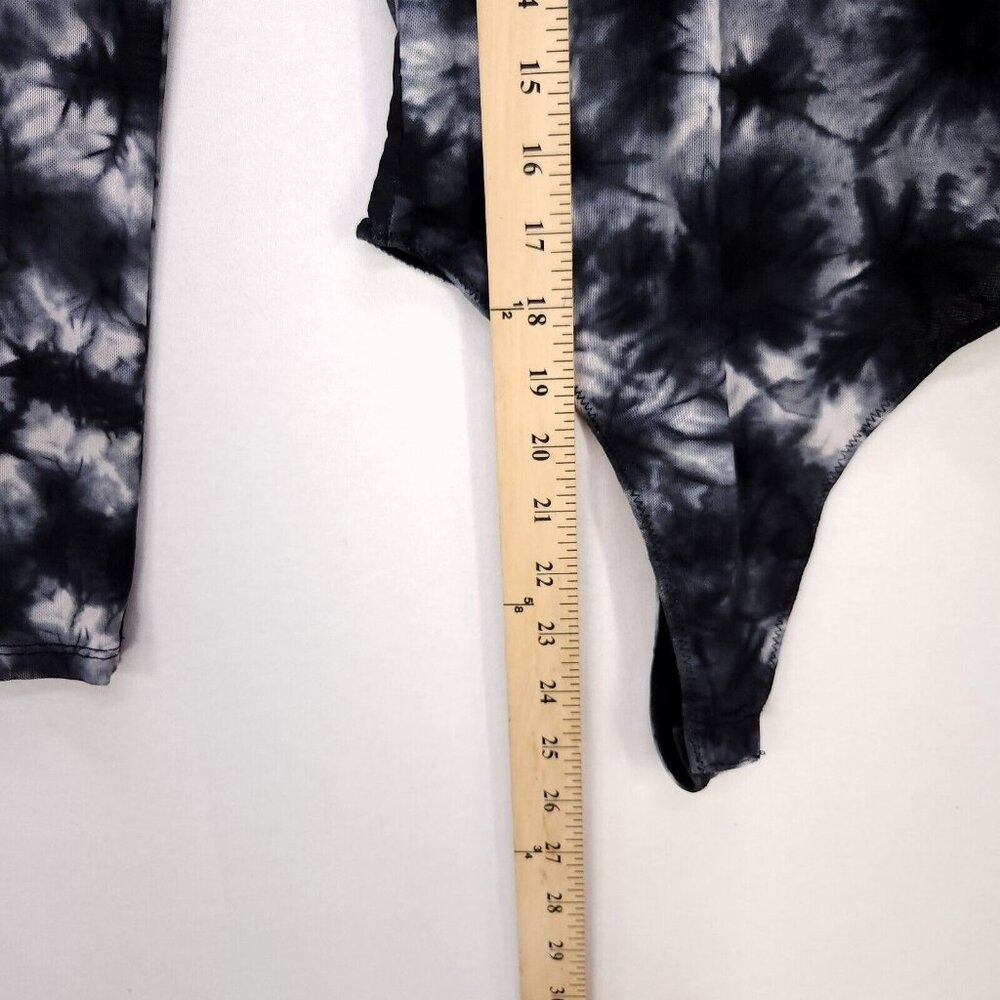 Revolve H:ours Monroe Mesh Bodysuit Black Tie Dye size XS Snap Button - Picture 8 of 13